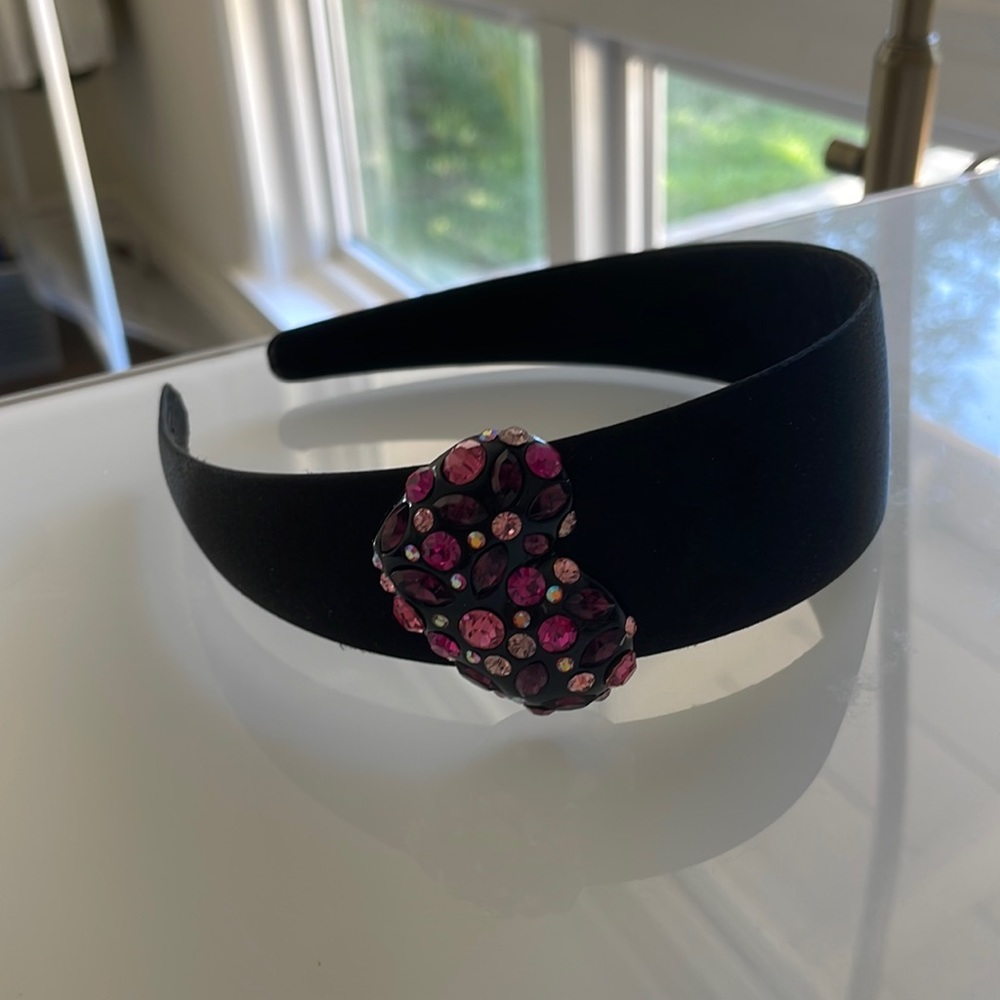 black swarovski crystal heart headband